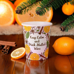 Gobelets En Papier Noël Gardez le calme et le vin chaud épicé blanc