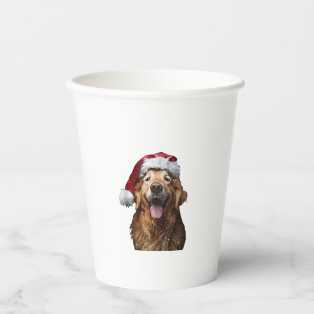 Gobelets En Papier Noël Golden Retriever (Recto)