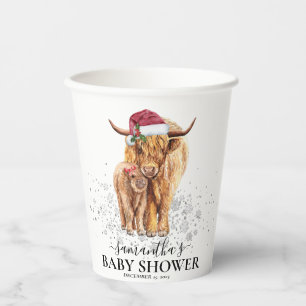 Gobelets En Papier Noël Hiver Highland Cow Calf Baby shower