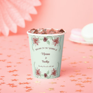 Gobelets En Papier Noël Holly Berry Botanical Green À feuillage persi