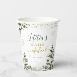 Gobelets En Papier Noël Onederland Forêt d'hiver Premier anniversaire