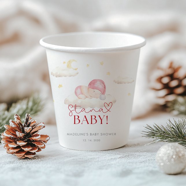 Gobelets En Papier Noël Père Noël bébé fille douche (Créateur téléchargé)