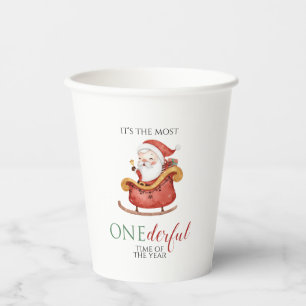 Gobelets En Papier Noël Père Noël magnifique premier anniversaire