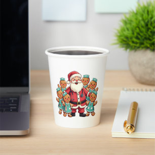 Gobelets En Papier Noël Père Noël Pain d'épices Infirmières