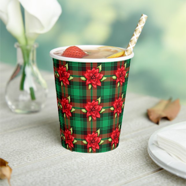 Gobelets En Papier Noël Plaid Et Feuilles (Insitu)