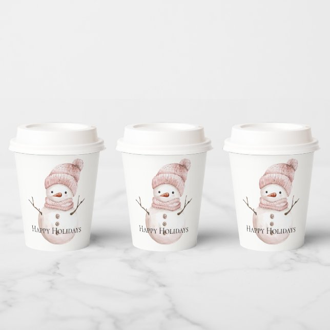 Gobelets En Papier Noël rose blanc neige (Multi)