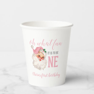 Gobelets En Papier Noël Rose Santa Premier Anniversaire