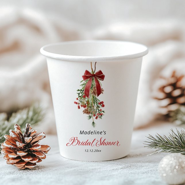 Gobelets En Papier Noël Ruban Rouge Fête de Mariage (Créateur téléchargé)