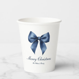Gobelets En Papier Noël Traditionnel au Nœud Bleu