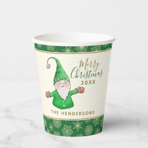 Gobelets En Papier Noël vert Gnome mignon