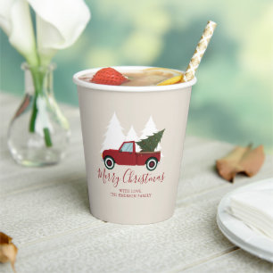 Gobelets En Papier Noël vintage Red Truck