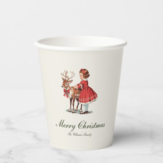Gobelets En Papier Noël Vintage Traditionnel (Recto)