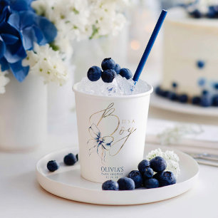 Gobelets En Papier Nœud Bleu Marine C'est Un Garçon Baby Shower