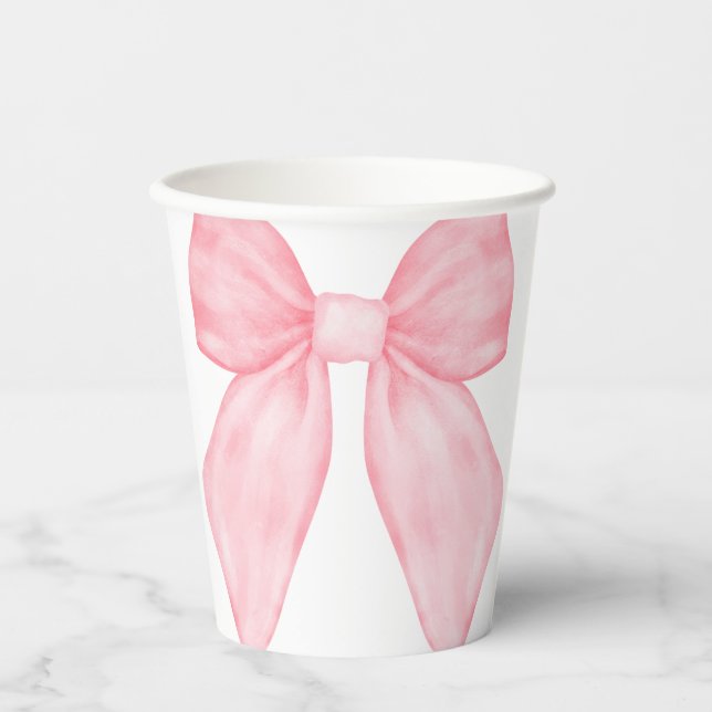 Gobelets En Papier Nœud ruban rose illustré à la main (Recto)