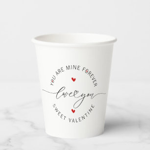 Gobelets En Papier Noir Blanc Rouge Simple Minimaliste Amour Saint Va