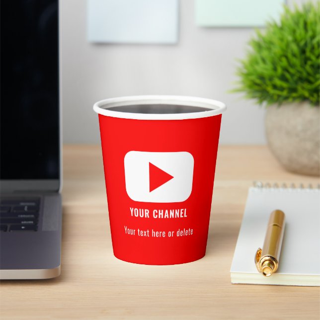 Gobelets En Papier Nom de chaîne Youtube Personnalisé Rouge (Insitu)