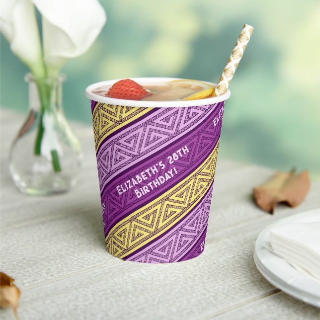 Gobelets En Papier Nom et âge Anniversaire Fête Celtique Frappe pourp (Insitu)