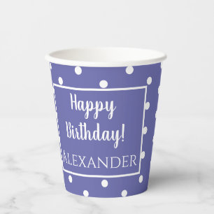 Gobelets En Papier Nom Periwinkle Pois moderne Anniversaire