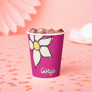 Gobelets En Papier Nom personnalisé Baby Shower Floral Fantaisiste Da