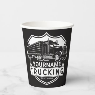 Gobelets En Papier NOM personnalisé Camions Big Rig Semi Trucker