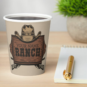 Gobelets En Papier NOM PERSONNALISÉ Canons Cowboy Connexion Western R