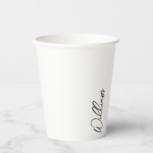 Gobelets En Papier Nom personnalisé du script moderne (Recto)