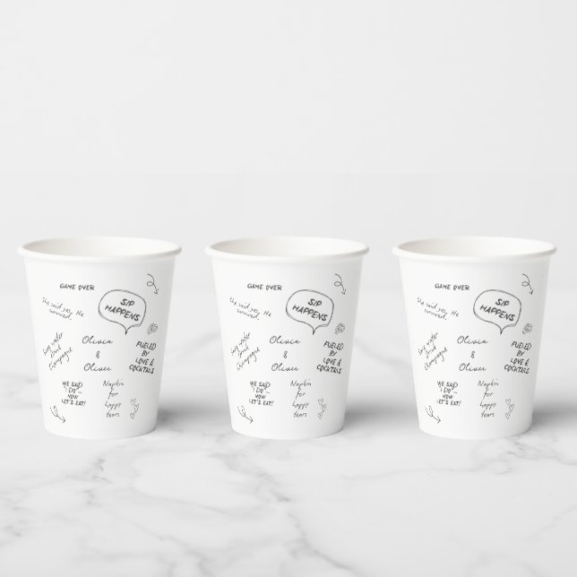 Gobelets En Papier Nom personnalisé, note d'amour drôle écriture manu (Multi)