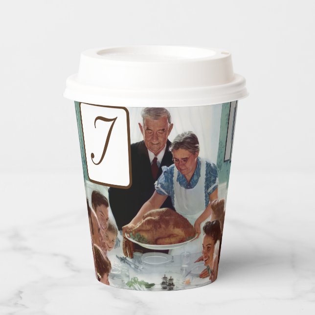 Gobelets En Papier Norman Rockwell Monogramme Thanksgiving (Recto)