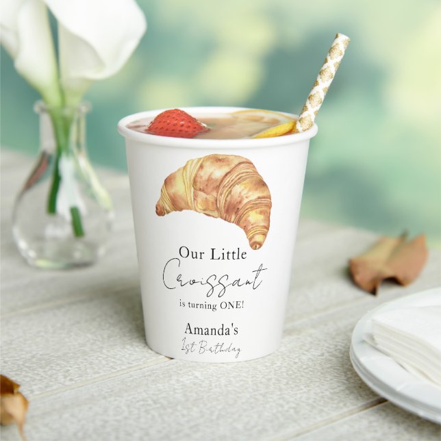 Gobelets En Papier Notre Little Croissant 1ère fête d'anniversaire (Insitu)