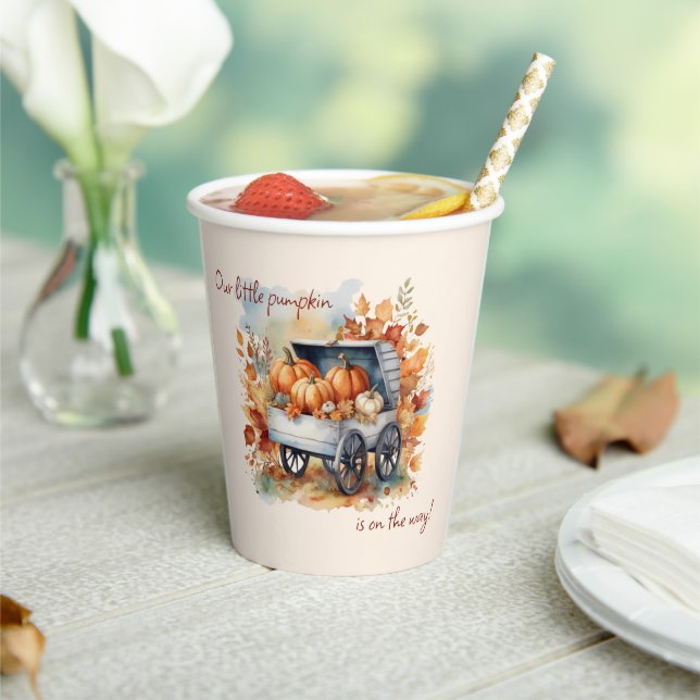 Gobelets En Papier Notre petit Baby shower d'automne Citrouille Neutr (Insitu)