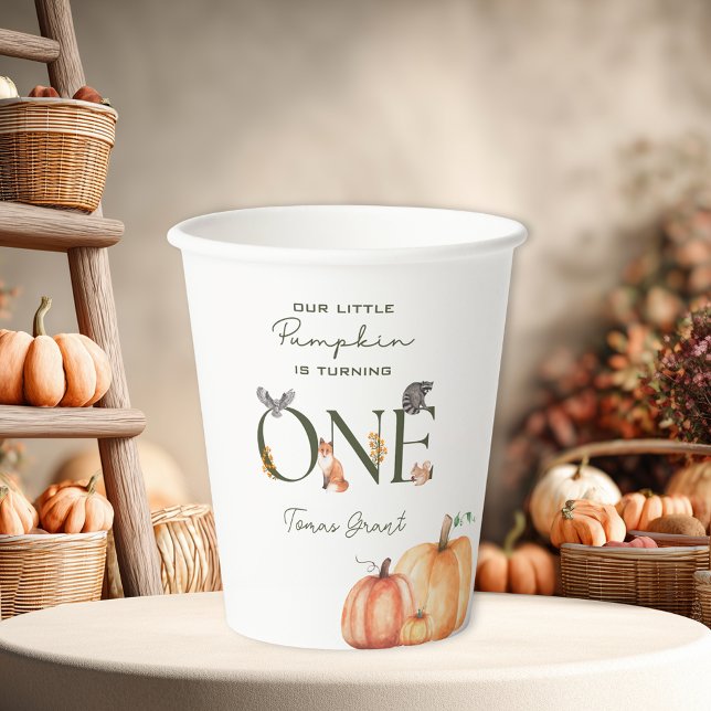 Gobelets En Papier Notre Petit Citrouille Automne Premier Anniversair (Our Little Pumpkin Fall First Birthday Paper Cup
)