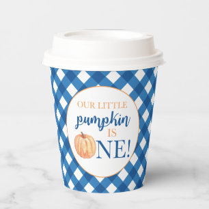 Gobelets En Papier Notre petit Citrouille bleu plaid papier de premie