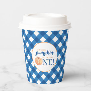 Gobelets En Papier Notre petit citrouille carreau bleu papier de prem