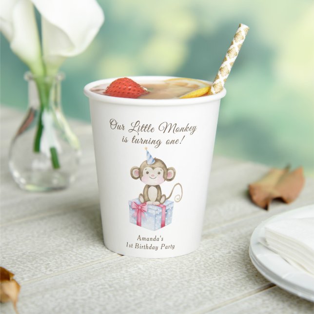 Gobelets En Papier Notre petit singe premier anniversaire  (Insitu)