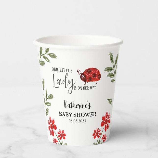 Gobelets En Papier Notre petite dame est en route pour baby shower fi (Recto)