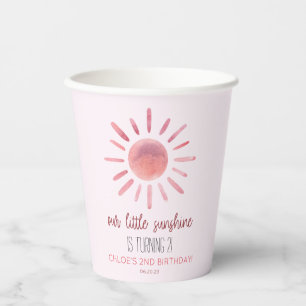 Gobelets En Papier Notre Petite Soirée Soleil Rose Anniversaire