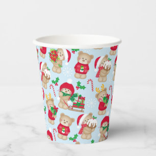 Gobelets En Papier Nounours de Noël en Coupes de papier rouge et vert