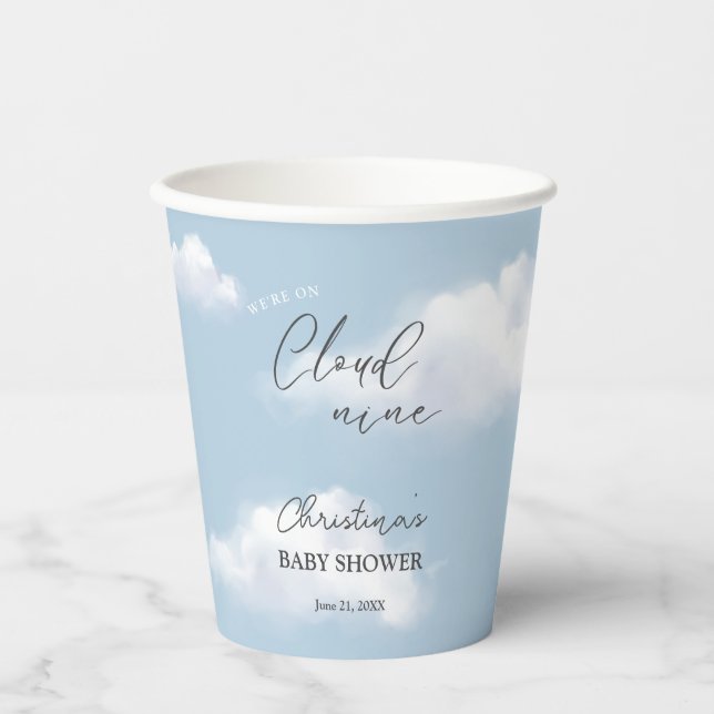 Gobelets En Papier Nous sommes sur le Baby shower Cloud 9 Blue Boy (Recto)
