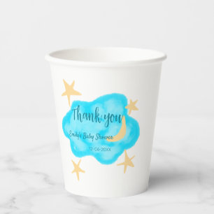 Gobelets En Papier Nuages étoilés de lune aquarelle baby shower ajout