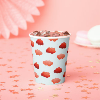 Gobelets En Papier Nuages oranges à l'aquarelle