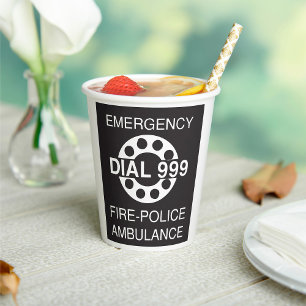 Gobelets En Papier Numéro d'urgence 999 Signal Police Ambulance