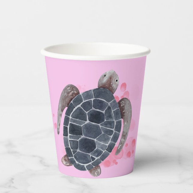 Gobelets En Papier Ocean Animals Turtle Anniversaire de enfant Party  (Recto)
