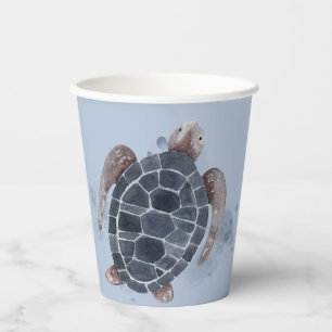 Gobelets En Papier Ocean Animaux Tortue Crabe Anniversaire Bleu