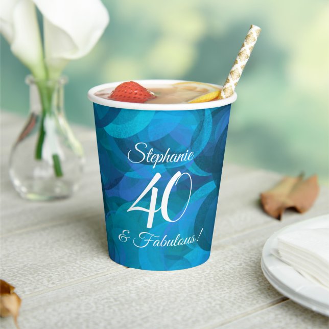 Gobelets En Papier Ocean Blue 40 et fabuleuse fête d'anniversaire (Insitu)