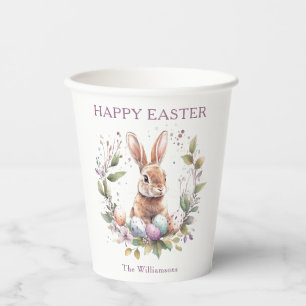 Gobelets En Papier OEufs de Pâques de lapin de printemps Wreath perso