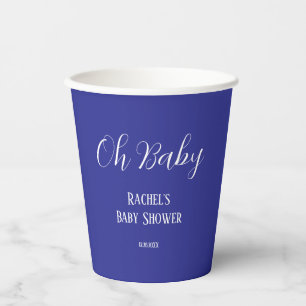 Gobelets En Papier Oh Baby Script Garçons Filles Baby shower Bleu Pro