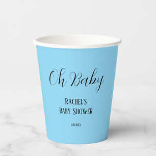Gobelets En Papier Oh Baby Script Garçons Filles Baby shower Sky Blue