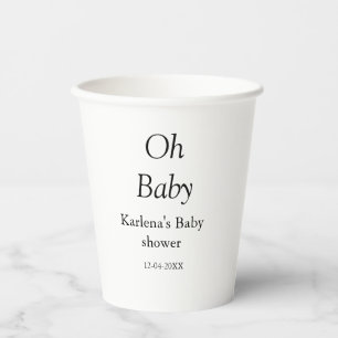 Gobelets En Papier Oh bébé ajouter nom baby shower date simple minimu