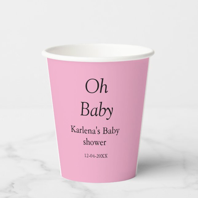 Gobelets En Papier Oh bébé ajouter nom baby shower date simple minimu (Recto)