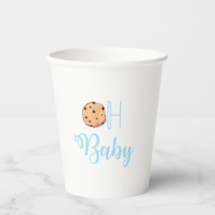 Gobelets En Papier Oh Bébé Lait et biscuits Baby shower bleu